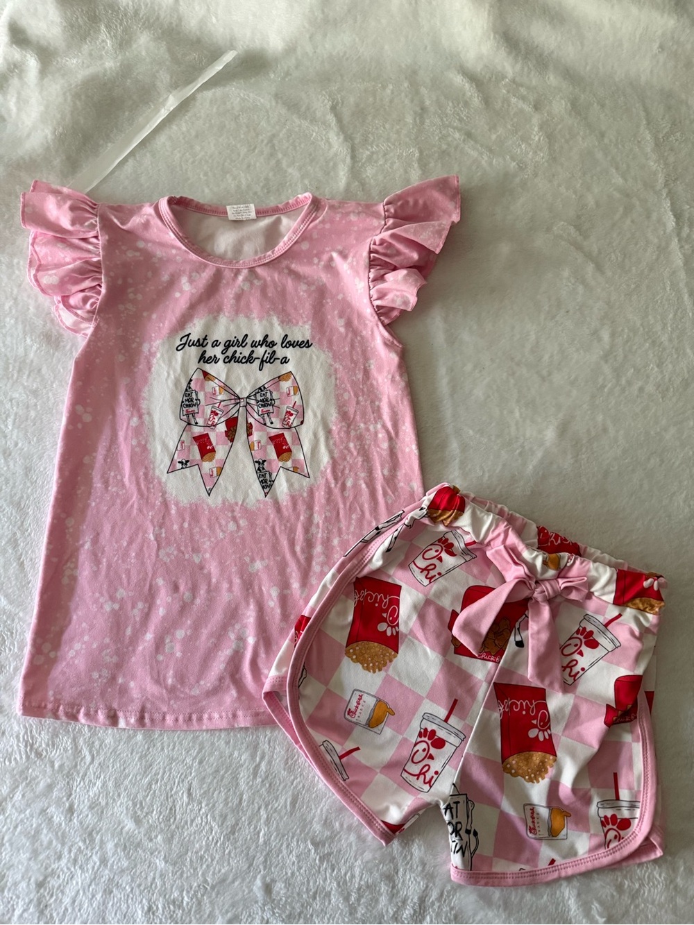 Boutique Josie B’s CHICK FIL A Girls Shorts Top Outfit 14/16